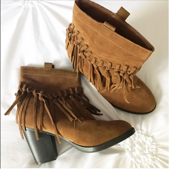 Versona Brown Fringe Ankle Boots - Picture 2 of 3